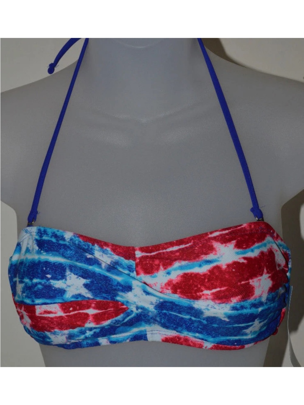 🚘 🆕 Rue21 Red & Blue Tie-Dye Bandeau Bikini strapless  Top ONLY size XL